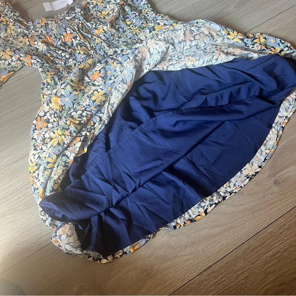 American Eagle Outfitters Mini Dress Women’s Floral Puff Sleeve Off Shoulder Sma - Picture 12 of 15